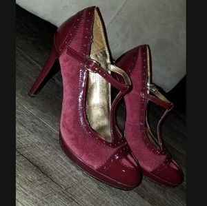 Wine Mary Jane heels